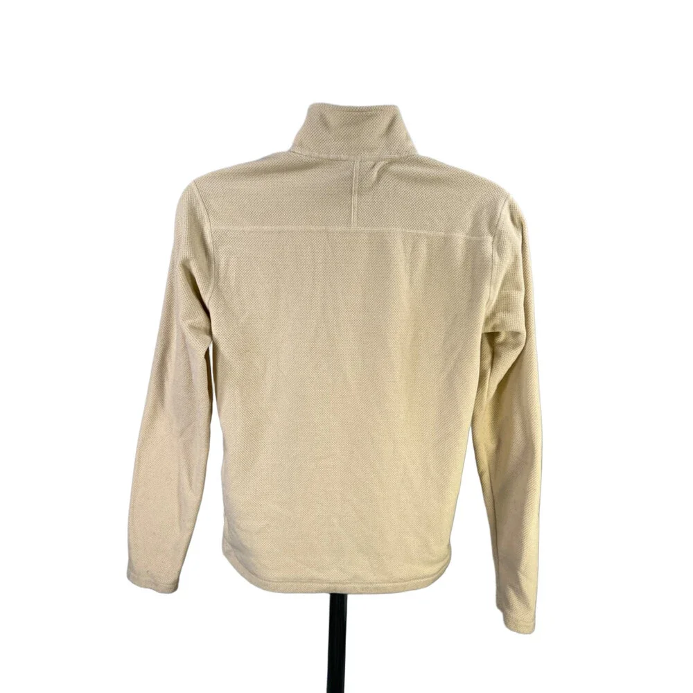 The North Face Men's Beige Fleece Textured Cap Rock Quarter Zip Jacket - S